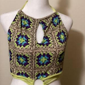 Neon Halter Dress with Openings and Double Ties -  NWT Sizes XS, S, M,